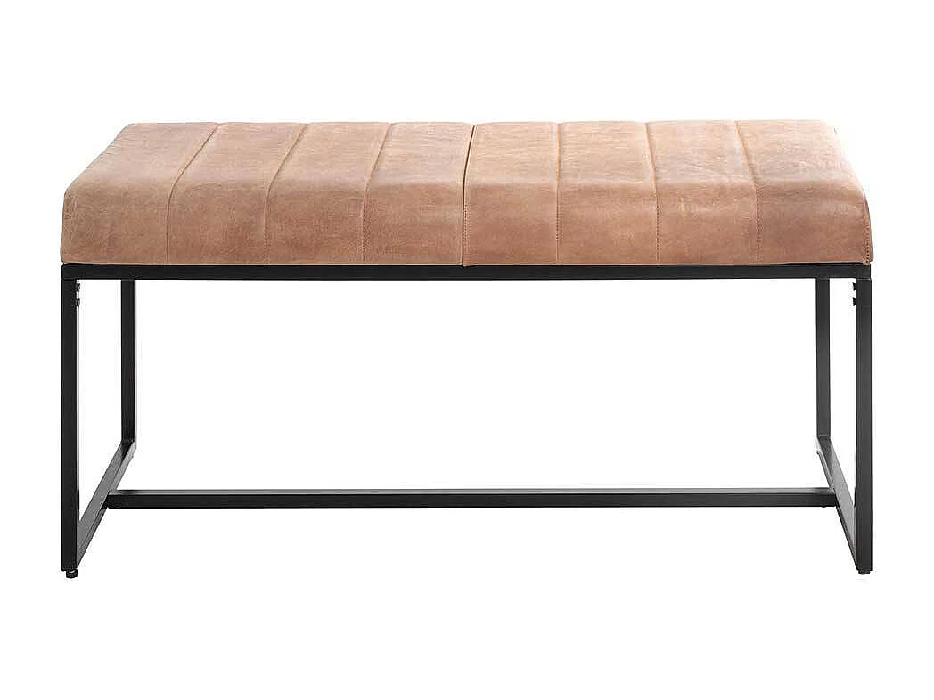 Bettbank im Industry und Loft Stil Echtleder und Metall