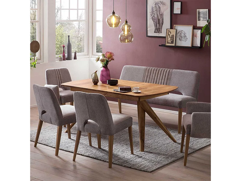 Esszimmer Sitzbank in Dunkelgrau & Eichefarben 160 cm breit