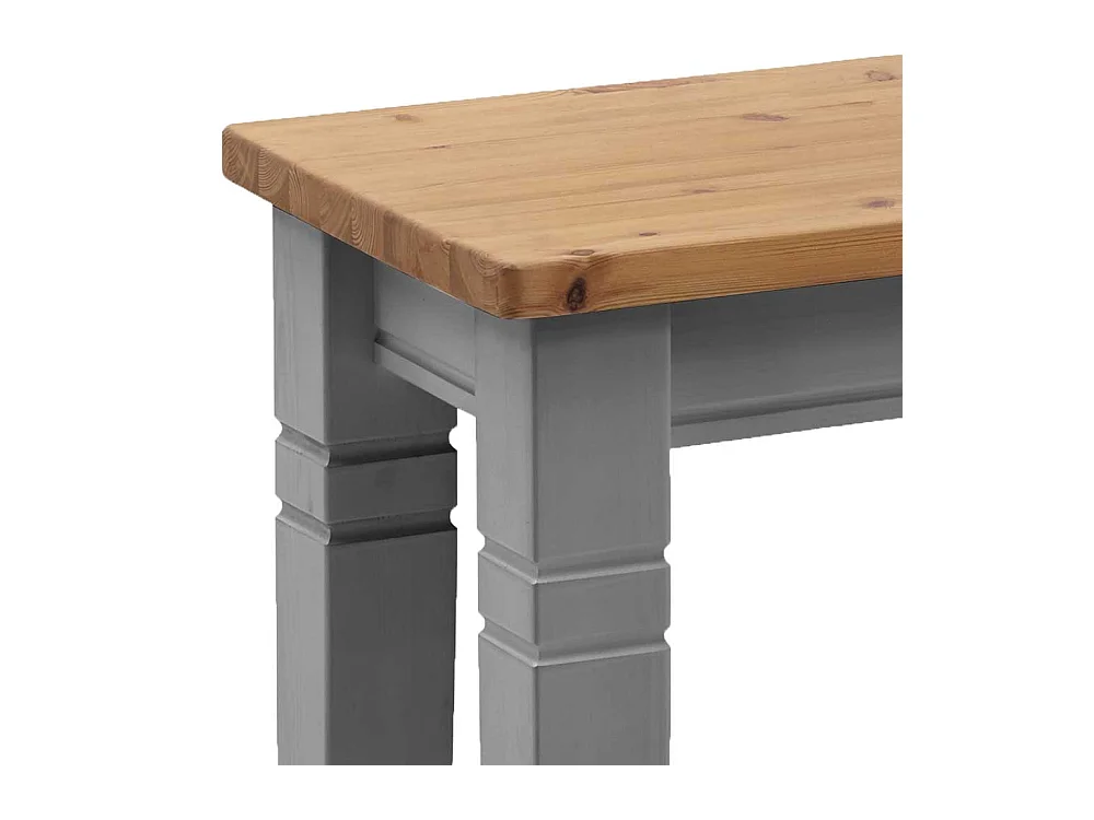 Massivholz Bank ohne Lehne in Grau und Kiefer Laugenfarben Landhausstil