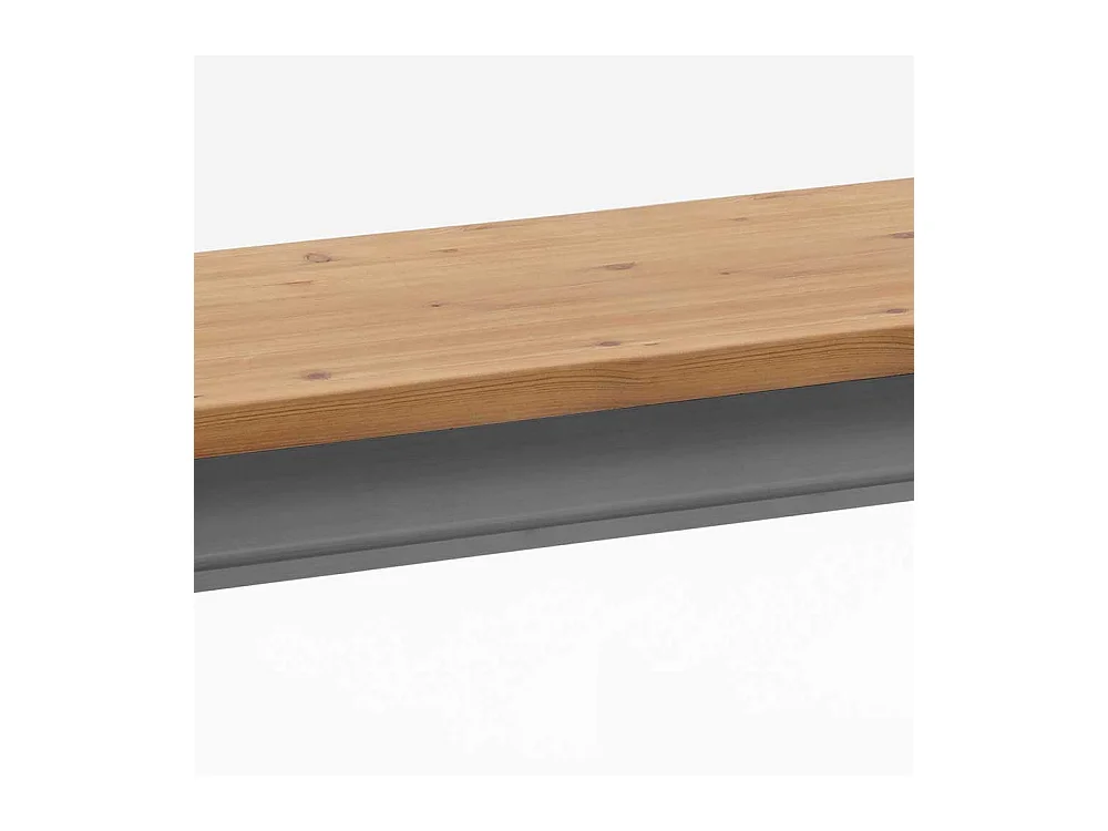 Massivholz Bank ohne Lehne in Grau und Kiefer Laugenfarben Landhausstil