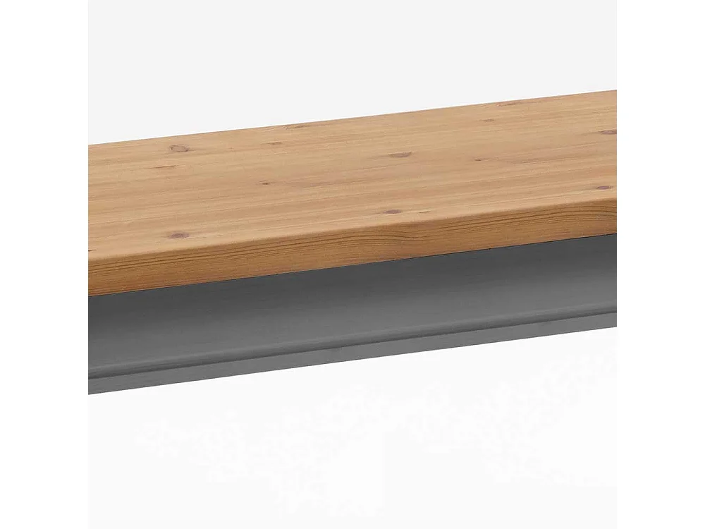 Massivholz Bank ohne Lehne in Grau und Kiefer Laugenfarben Landhausstil