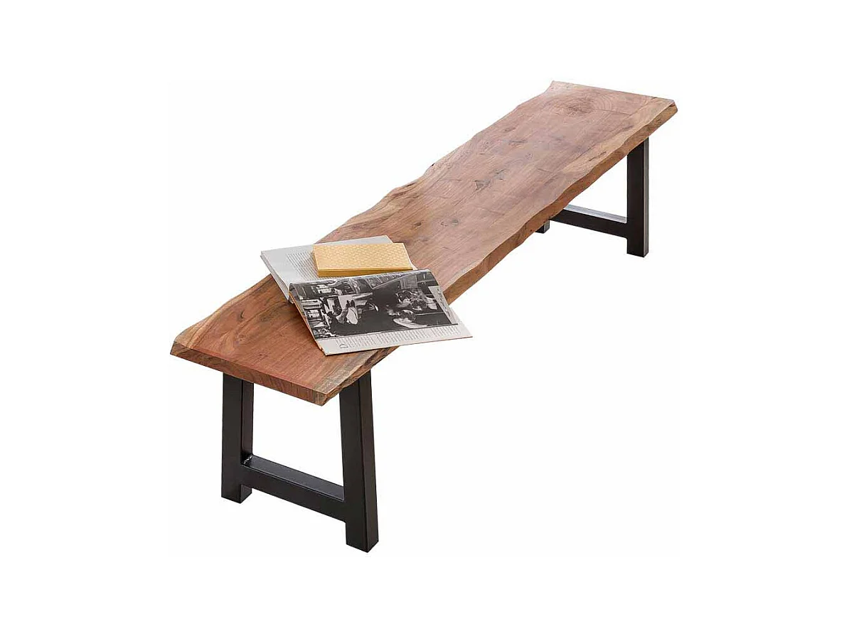 Essbank mit Baumkante Akazie Massivholz