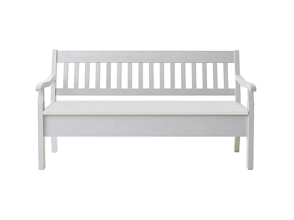 Massivholzbank in Weiß Stauraum