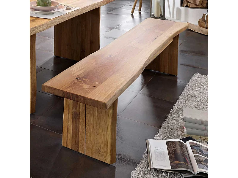 Baumkantenbank ohne Lehne Wildeiche Massivholz