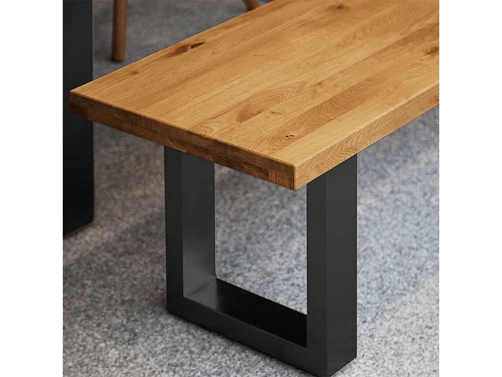 Esszimmerbank aus Wildeiche Massivholz Stahl