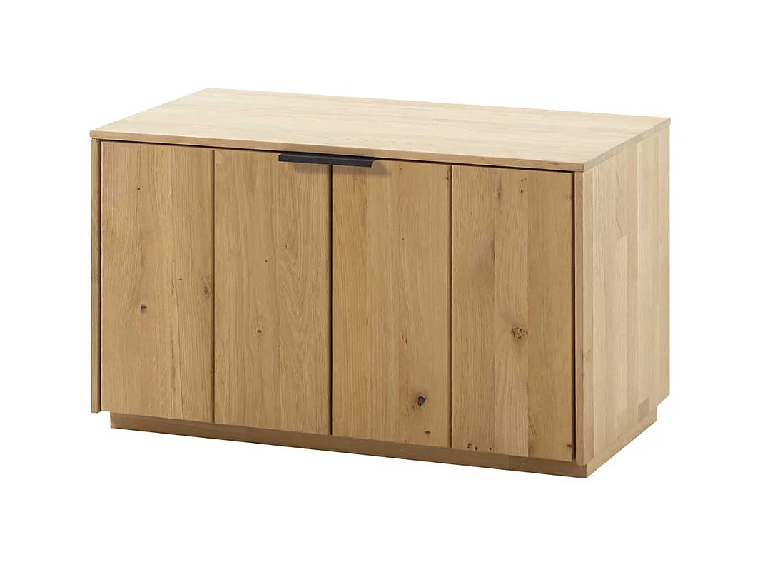 Garderobe Sitzbank in Wildeiche Bianco massiv 80 cm breit