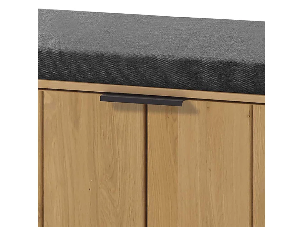 Garderobe Sitzbank in Wildeiche Bianco massiv 80 cm breit