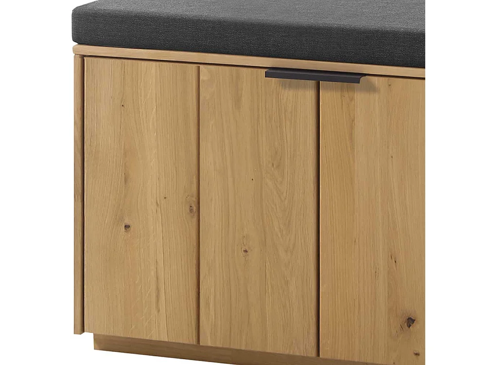 Garderobe Sitzbank in Wildeiche Bianco massiv 80 cm breit