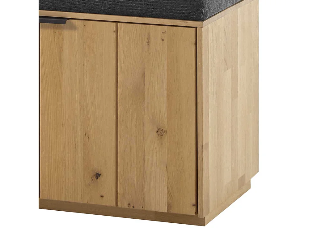 Garderobe Sitzbank in Wildeiche Bianco massiv 80 cm breit