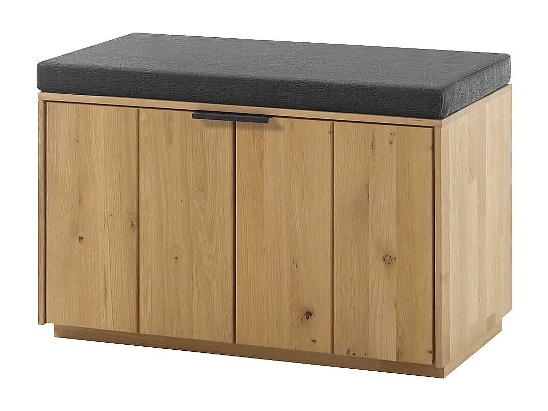 Garderobe Sitzbank in Wildeiche Bianco massiv 80 cm breit