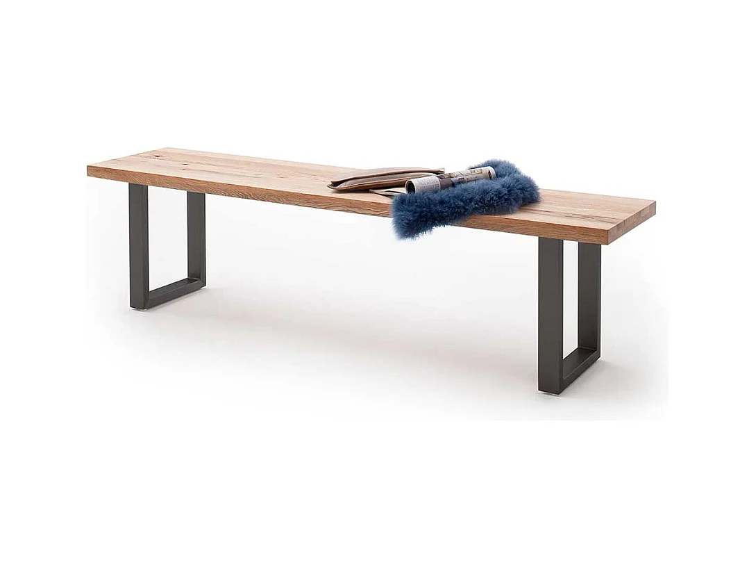 Küchenbank aus Zerreiche Massivholz Bügelgestell aus Metall