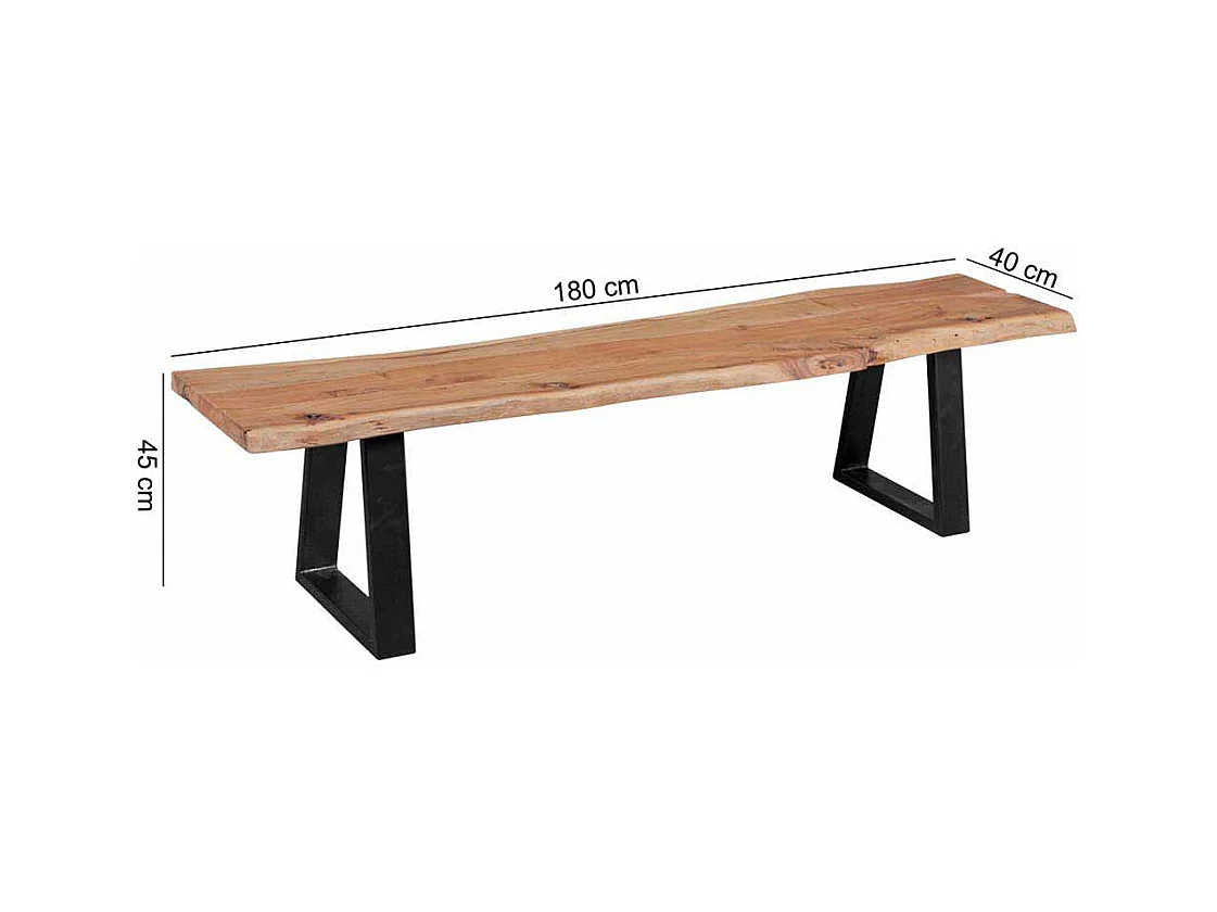 Essbank mit Baumkante Metall Schwarz