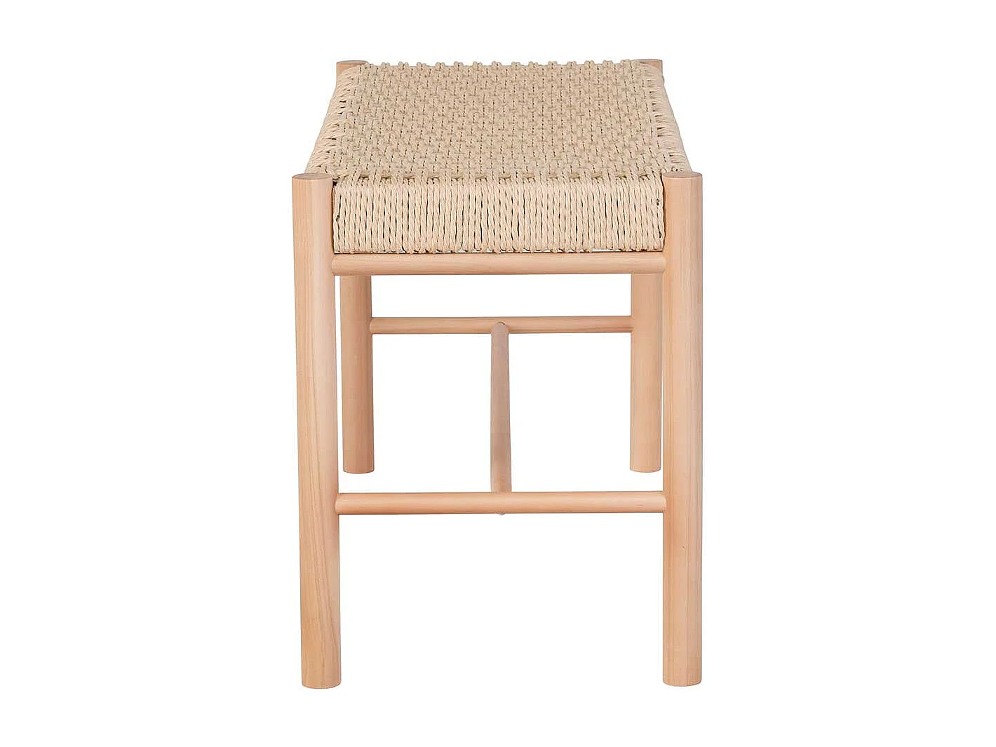 Garderobenbank im Skandi Design Bezug aus Kordel Geflecht