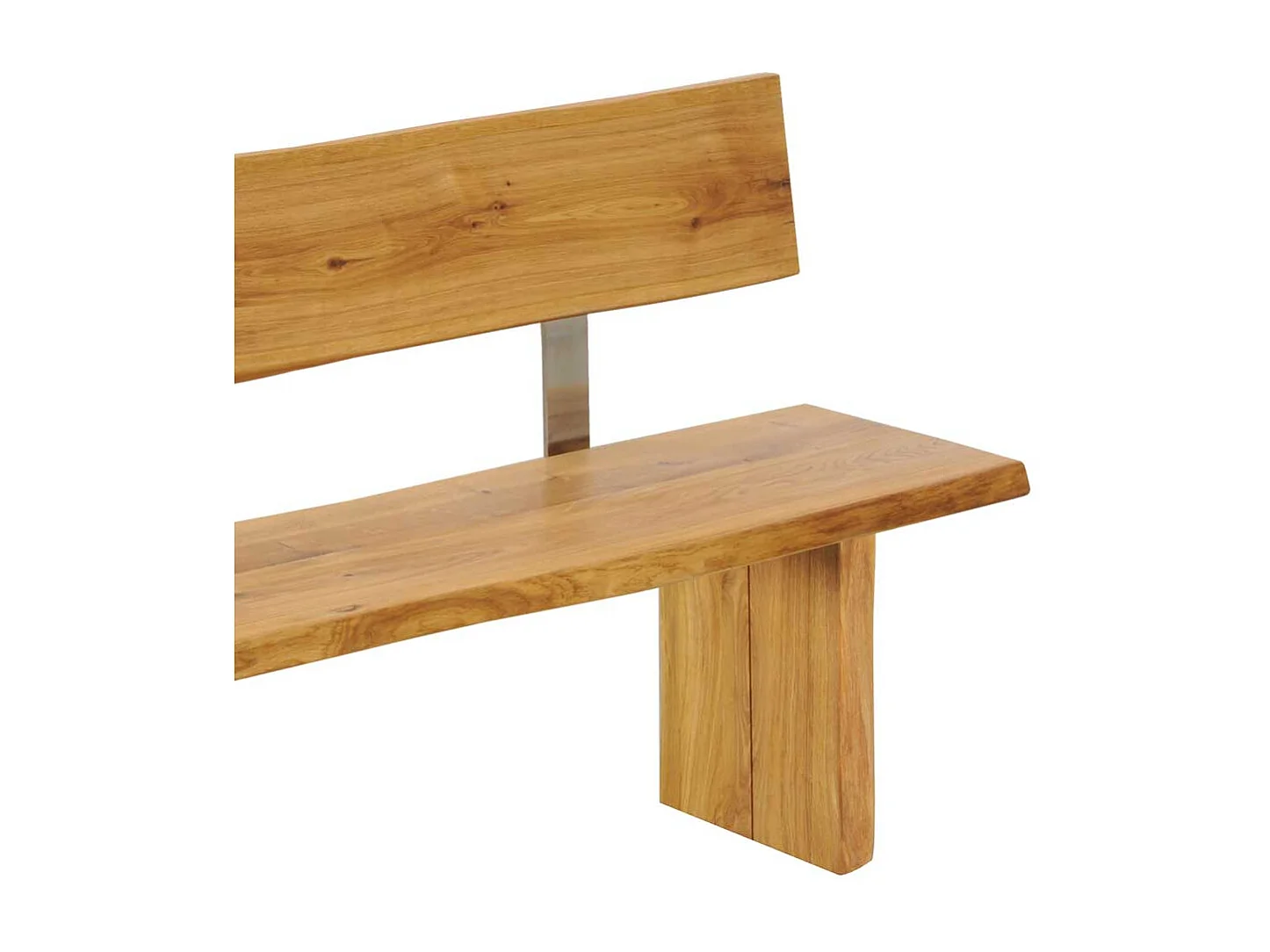 Baumkanten Sitzbank aus Wildeiche Massivholz Lehne