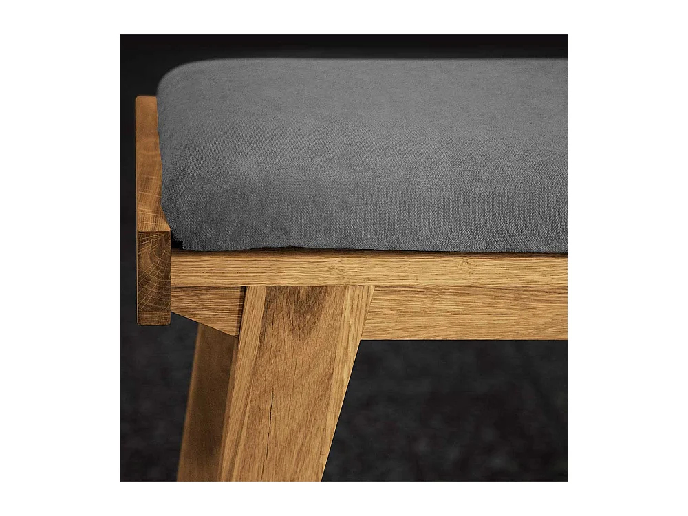 Esszimmer Sitzbank aus Wildeiche Massivholz Hellgrau Webstoff