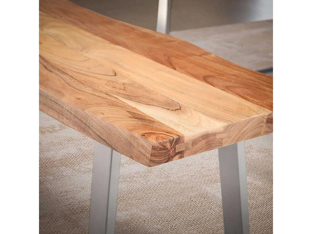 Esszimmerbank Sitzbank aus Metall und Akazie Massivholz