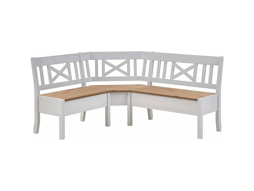 Esstisch Eckbank mit Stauraum Weiß Kiefer massiv