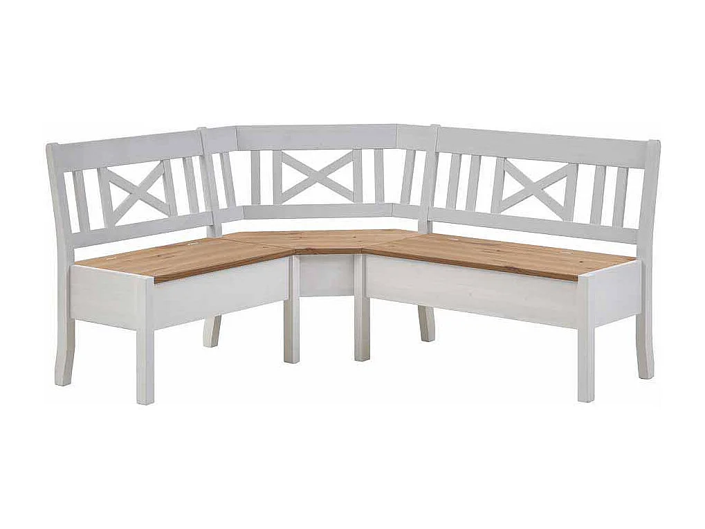 Esstisch Eckbank mit Stauraum Weiß Kiefer massiv