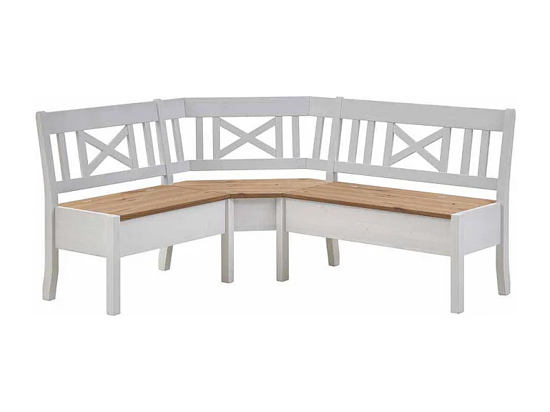 Esstisch Eckbank mit Stauraum Weiß Kiefer massiv