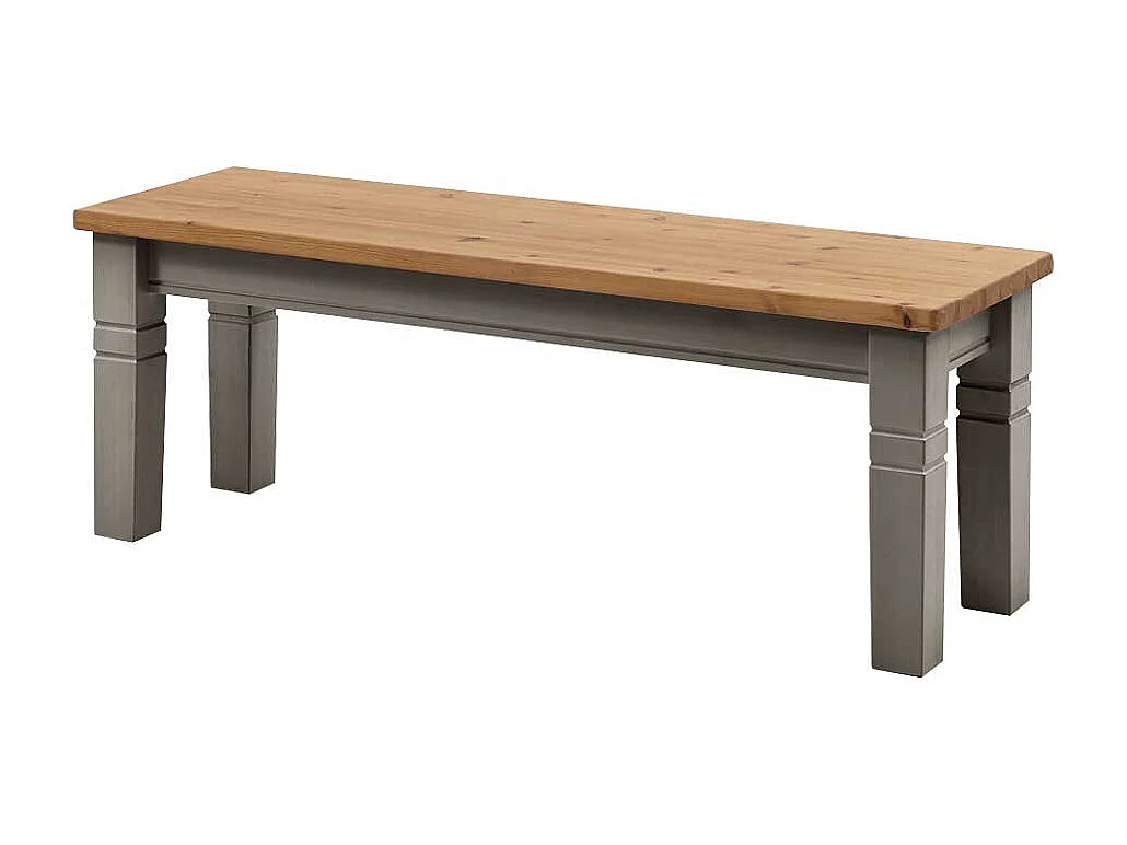Esszimmerbank in Grau Kiefer massiv ohne Rückenlehne
