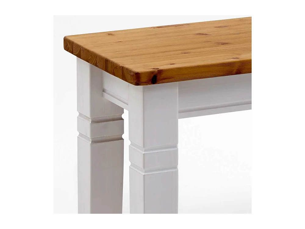 Skandinavische Holzbank in Weiß Kiefer massiv ohne Lehne