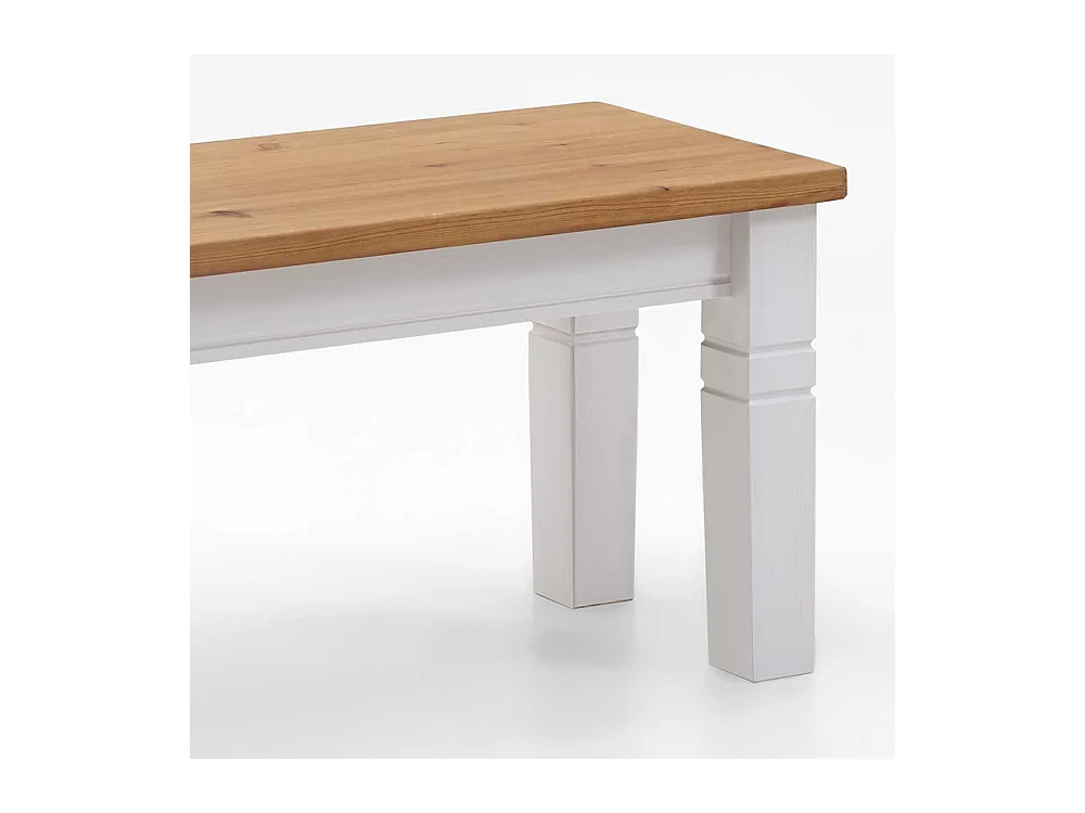 Skandinavische Holzbank in Weiß Kiefer massiv ohne Lehne