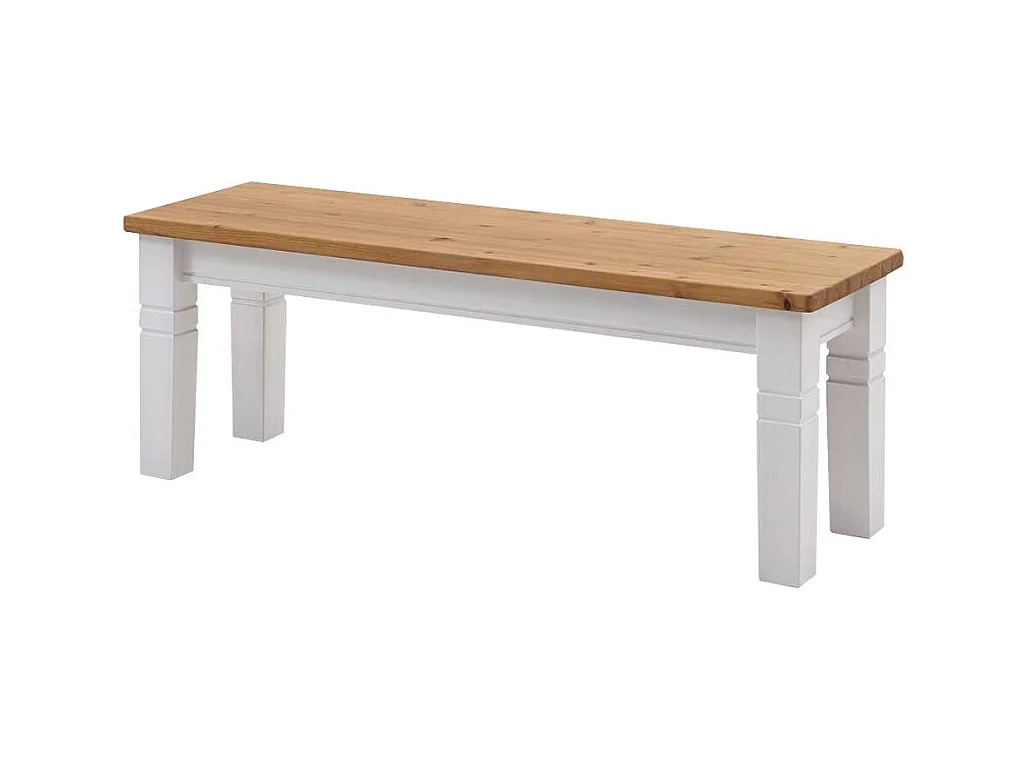 Skandinavische Holzbank in Weiß Kiefer massiv ohne Lehne