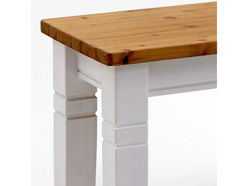 Skandinavische Holzbank in Weiß Kiefer massiv ohne Lehne