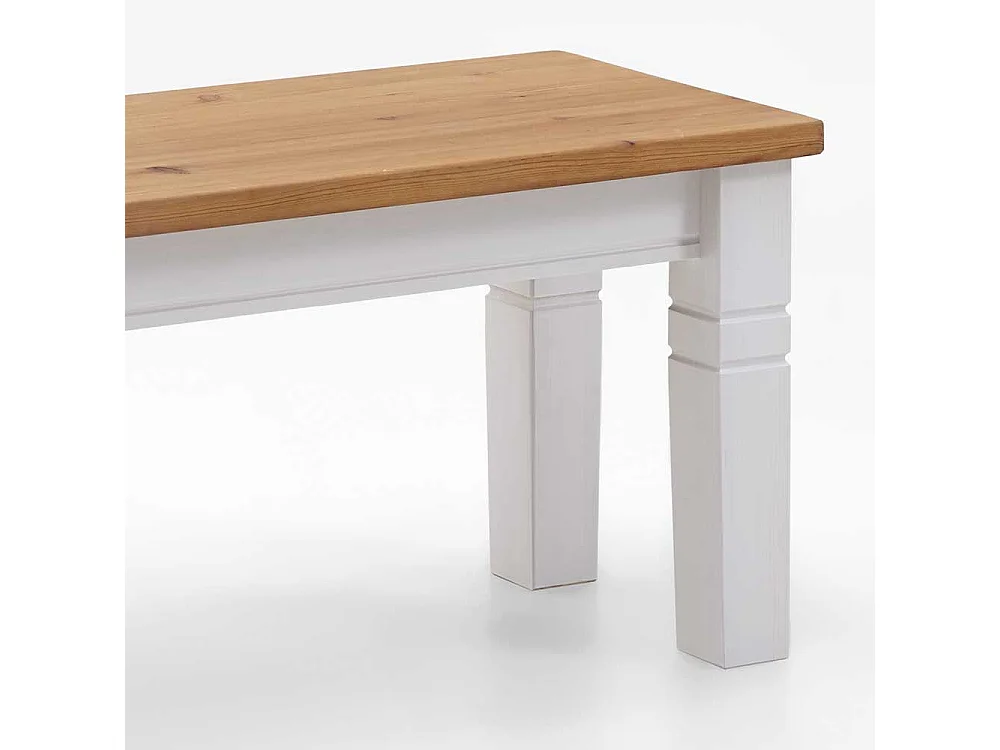 Skandinavische Holzbank in Weiß Kiefer massiv ohne Lehne