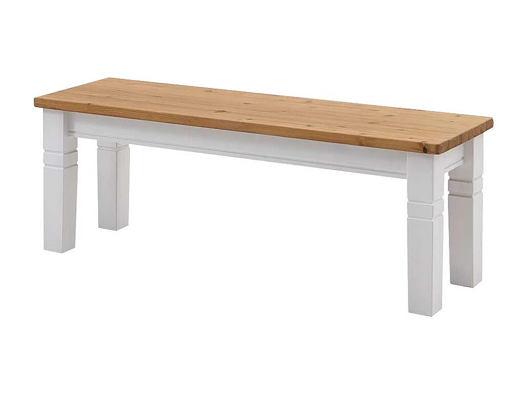 Skandinavische Holzbank in Weiß Kiefer massiv ohne Lehne