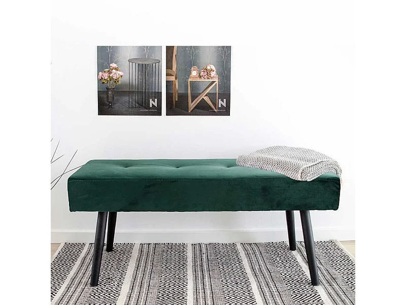 Bettbank in Dunkelgrün Samt Skandi Design