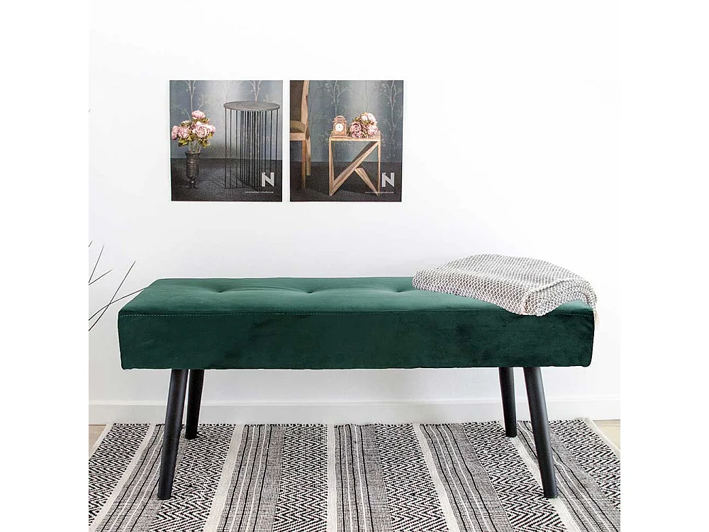 Bettbank in Dunkelgrün Samt Skandi Design