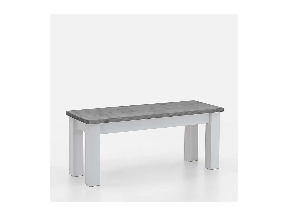 Eßzimmerbank Massivholz in Kiefer Grau und Weiß 46 cm hoch