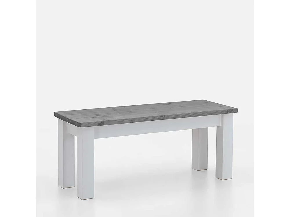 Eßzimmerbank Massivholz in Kiefer Grau und Weiß 46 cm hoch