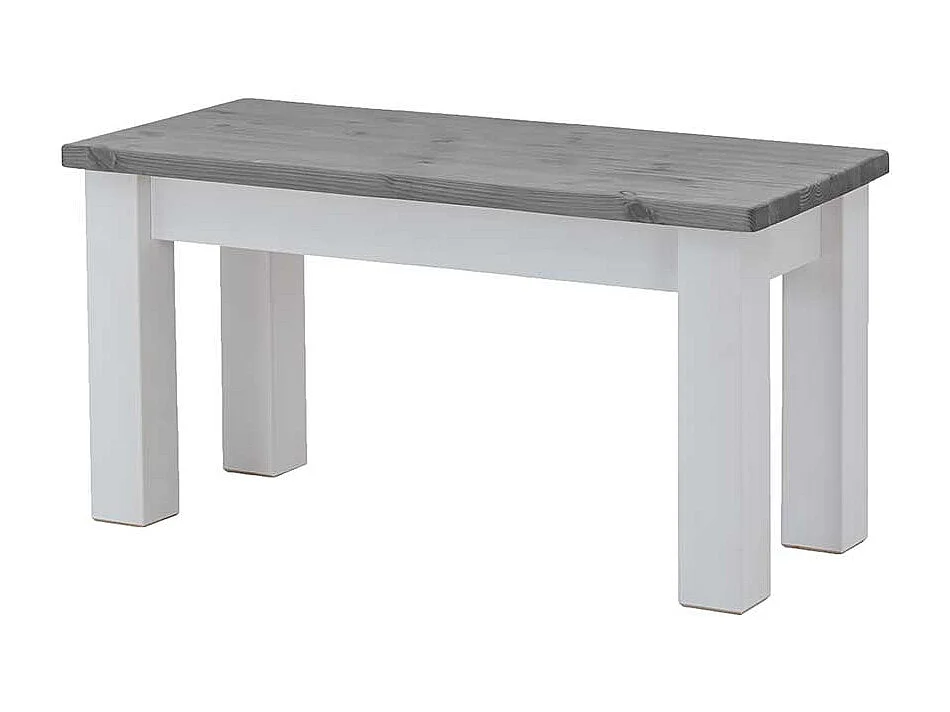 Eßzimmerbank Massivholz in Kiefer Grau und Weiß 46 cm hoch