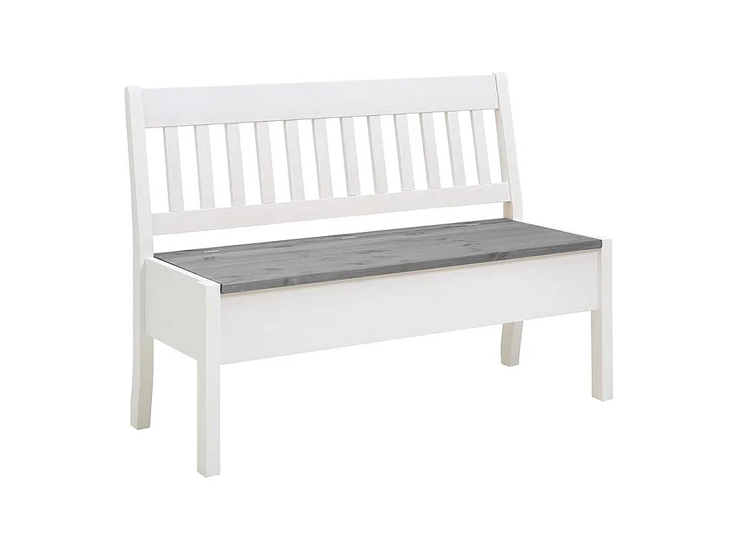 Stauraum Sitzbank in Weiß und Grau Kiefer Massivholz