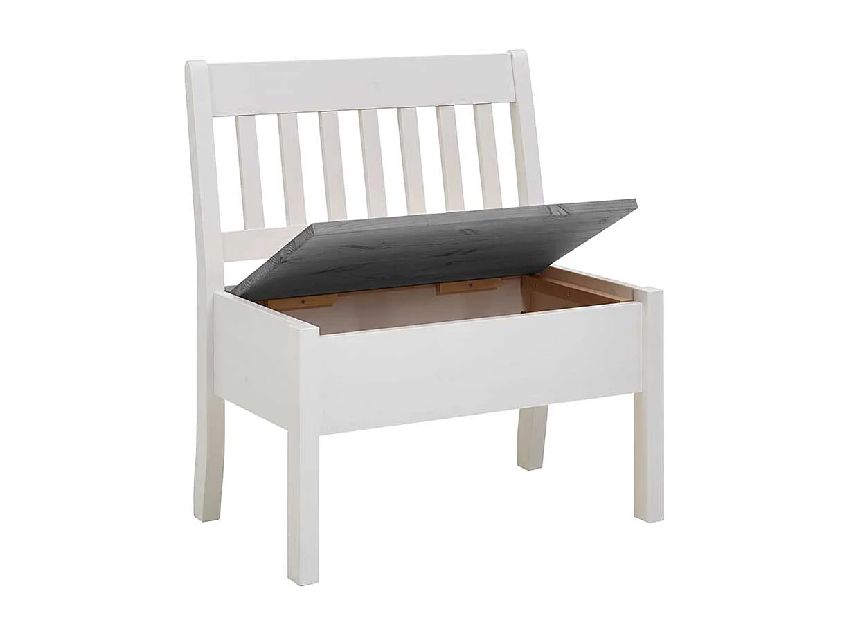 Stauraum Sitzbank in Weiß und Grau Kiefer Massivholz