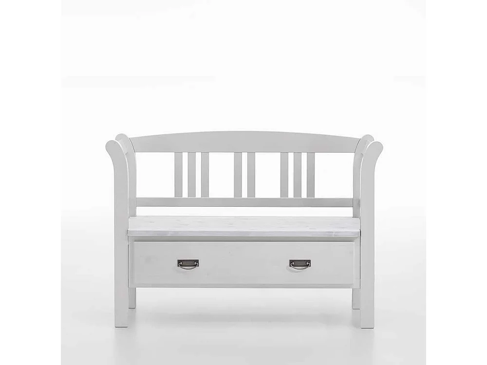 Flurbank mit Rückenlehne Weiß