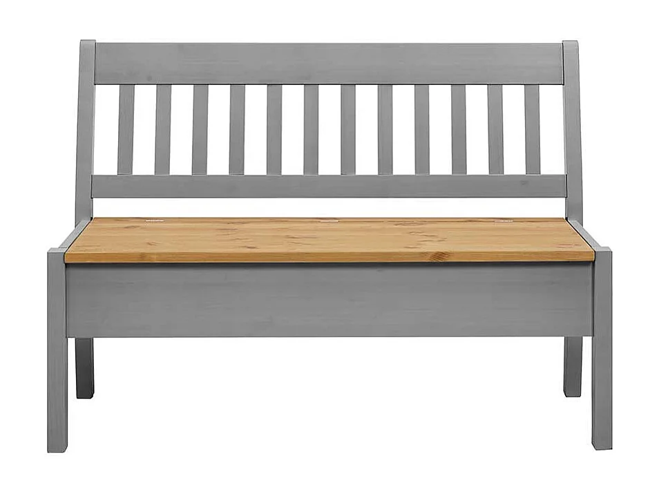 Esszimmerbank in Grau Kiefer massiv Stauraum