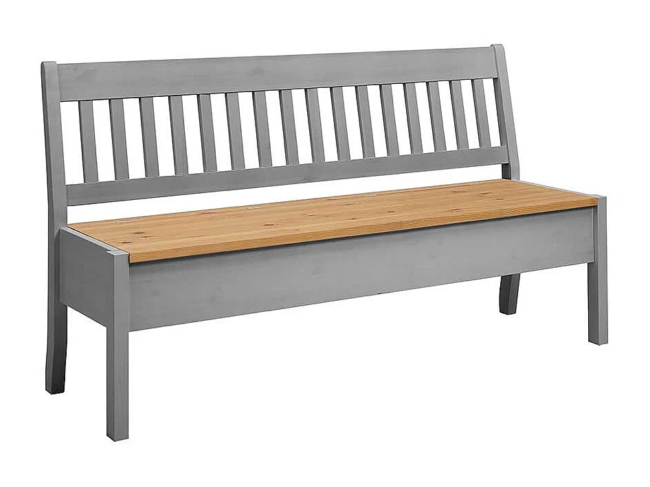 Esszimmerbank in Grau Kiefer massiv Stauraum