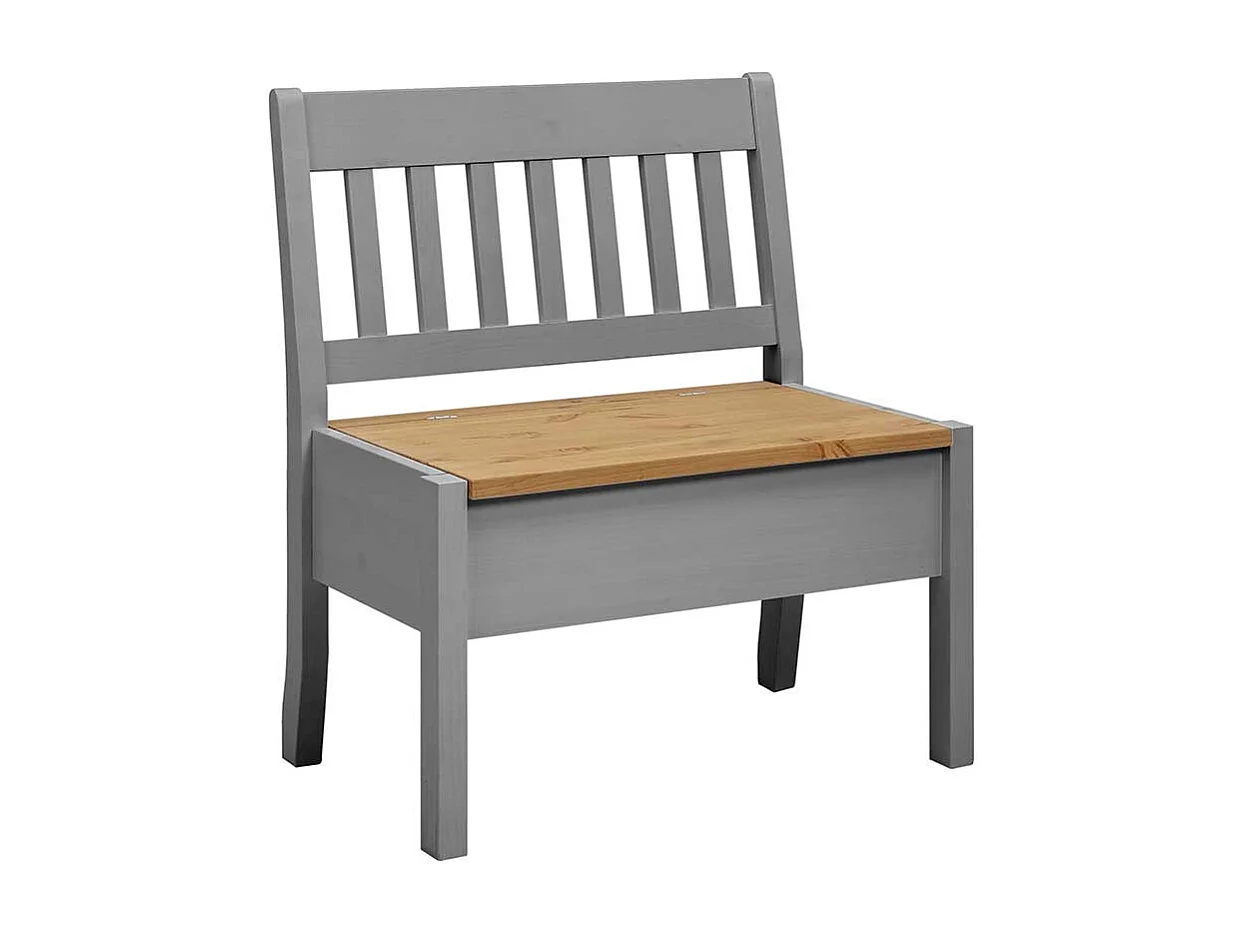 Esszimmerbank in Grau Kiefer massiv Stauraum