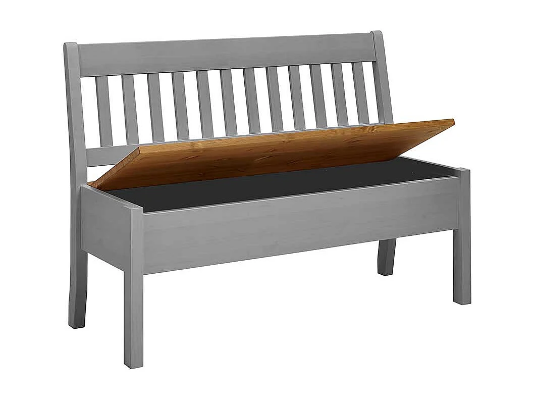 Esszimmerbank in Grau Kiefer massiv Stauraum