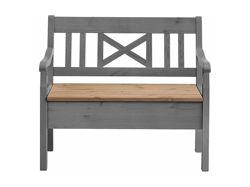 Landhaus Sitzbank mit Stauraum Grau Kiefer massiv