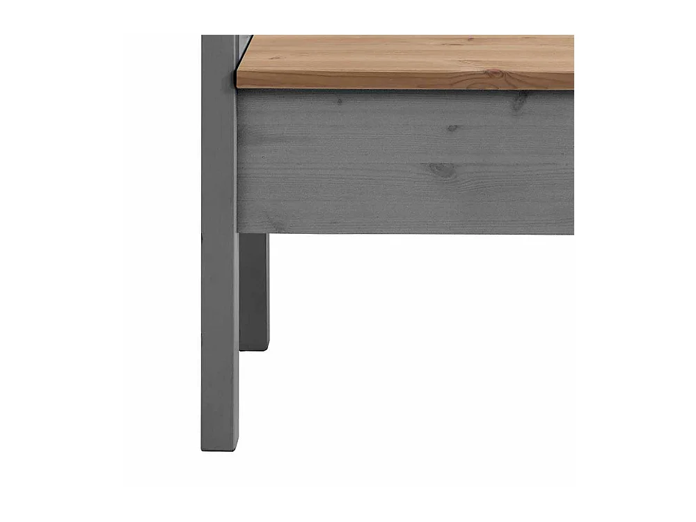 Landhaus Sitzbank mit Stauraum Grau Kiefer massiv