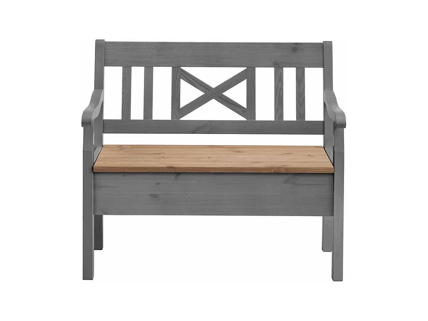 Landhaus Sitzbank mit Stauraum Grau Kiefer massiv