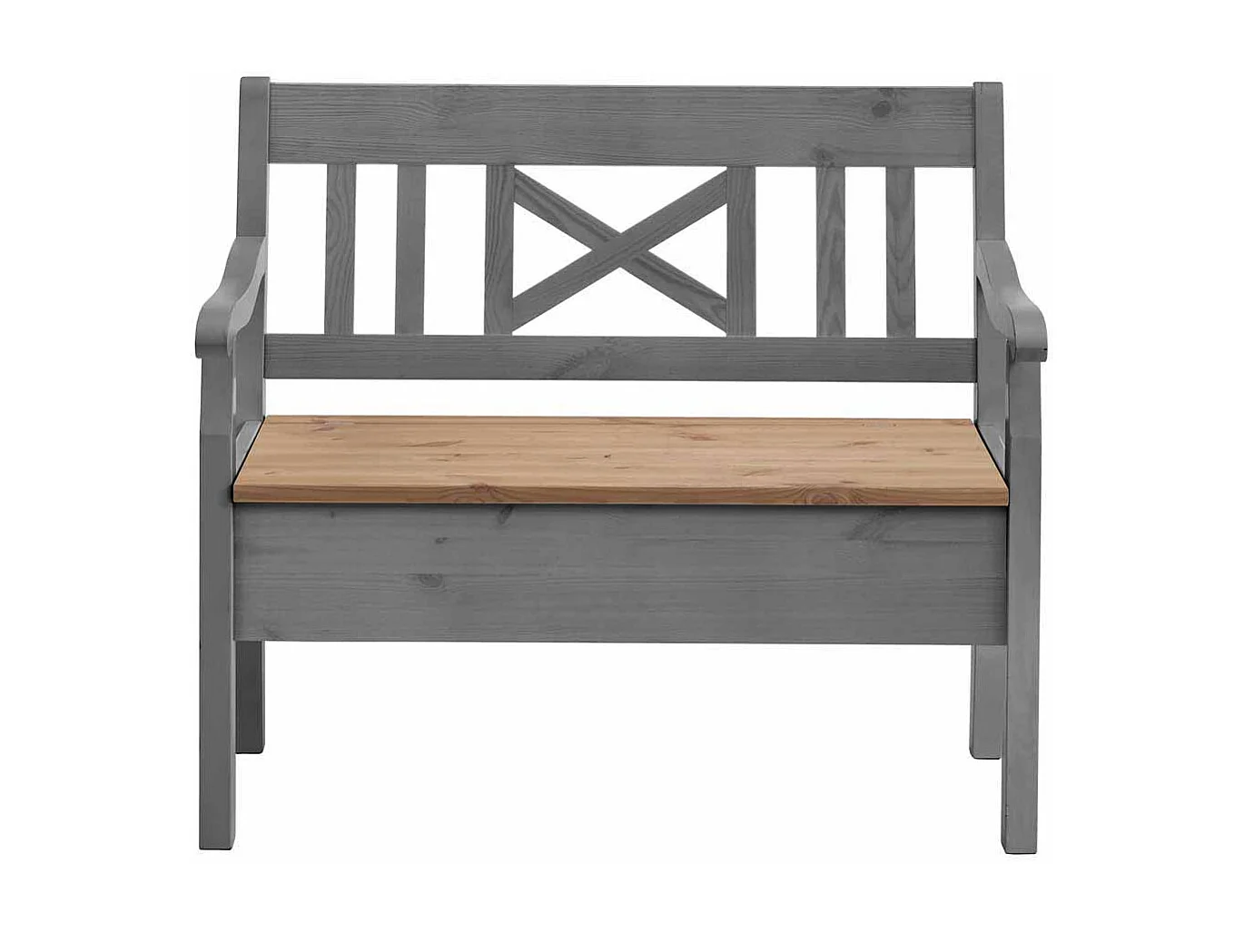 Landhaus Sitzbank mit Stauraum Grau Kiefer massiv