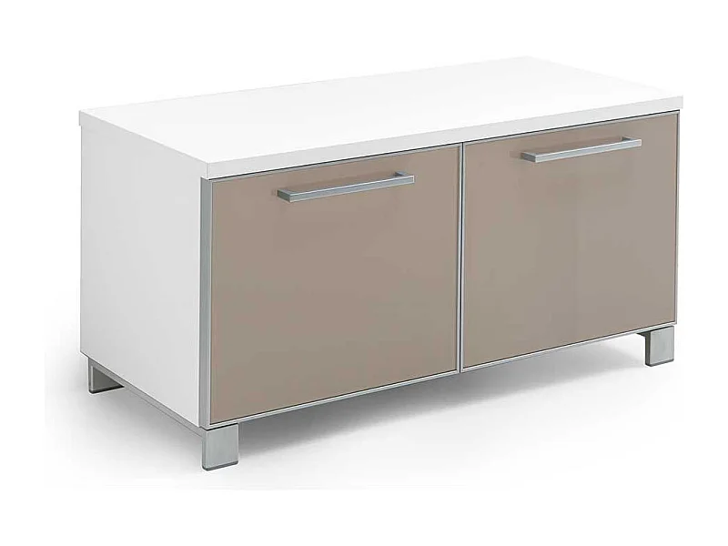 Dielenbank in Taupe Glas Weiß