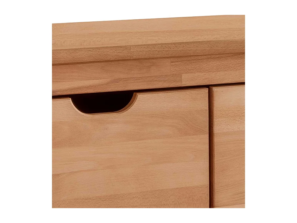 Sitzbank Holz massiv in Buchefarben zwei Holzboxen