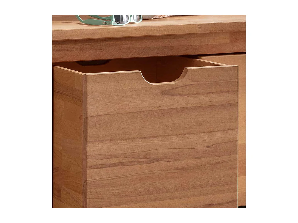 Sitzbank Holz massiv in Buchefarben zwei Holzboxen