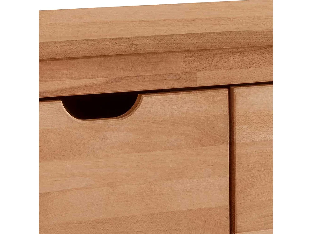 Sitzbank Holz massiv in Buchefarben zwei Holzboxen